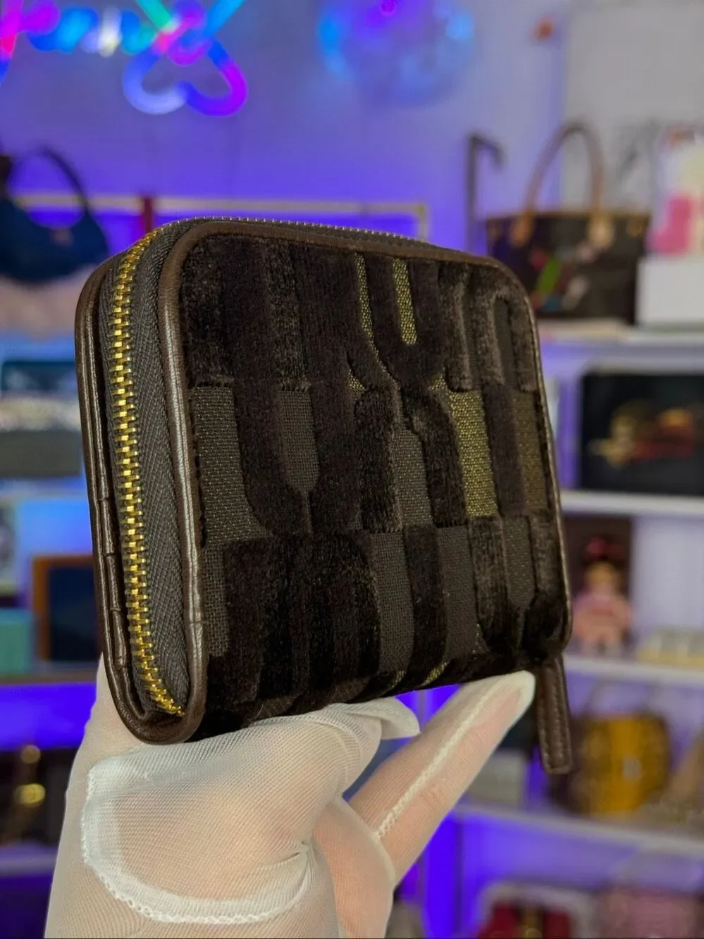 Rare Miu Miu 3D Logo Brown Leather Compact Wallet Full Set